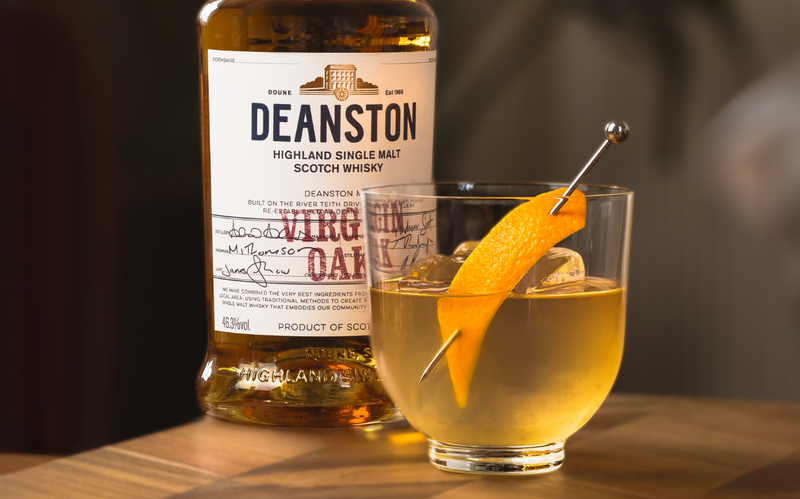 Floral Old Fashioned Cocktail with Deanston Virgin Oak