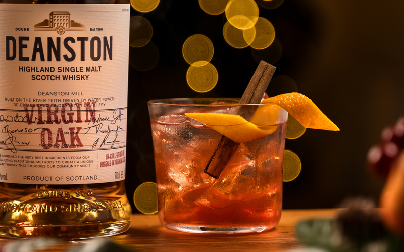 Festive Old Fashioned Cocktail with Deanston Virgin Oak