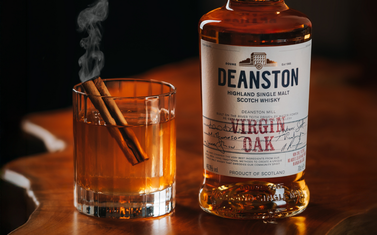 Smoked Old Fashioned Cocktail with Deanston Virgin Oak