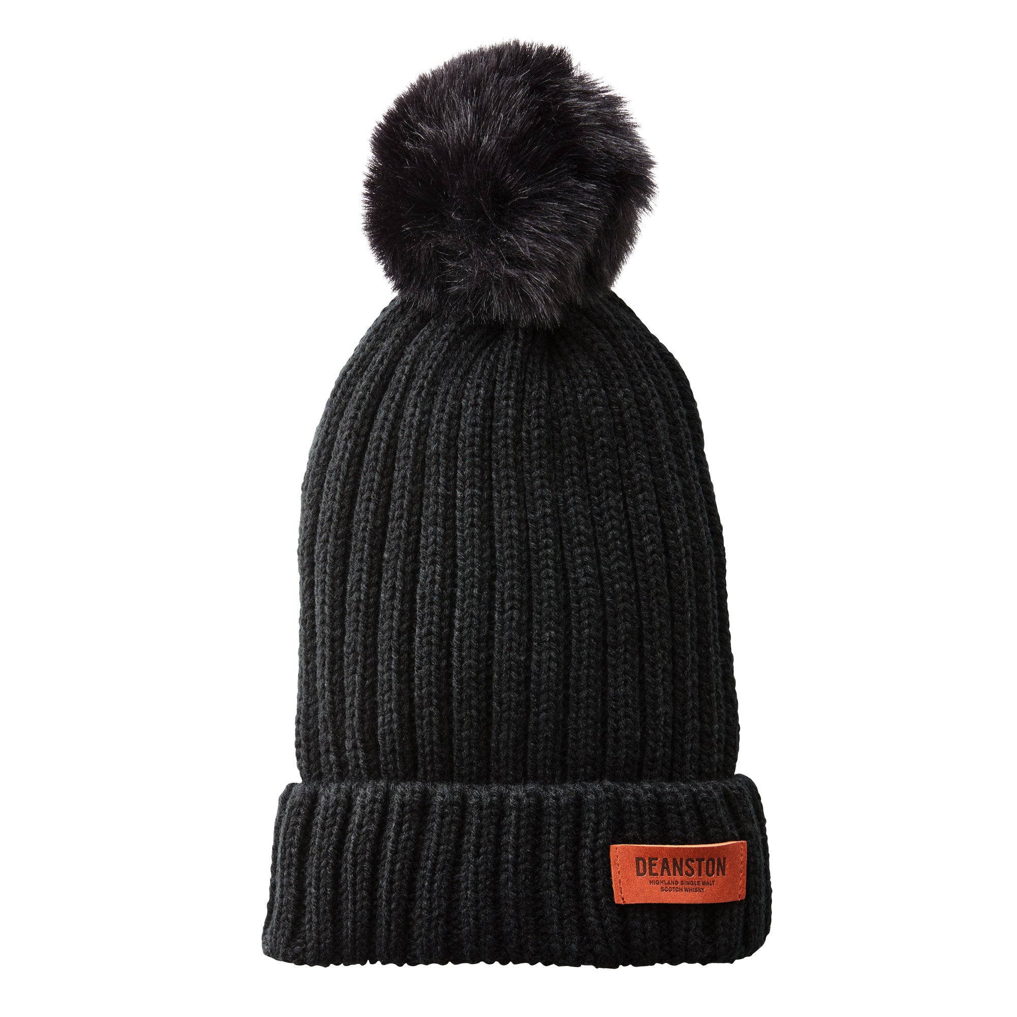 black beanie bobble hat