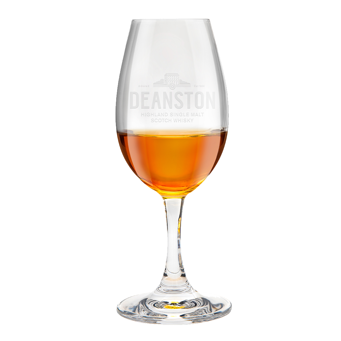 Copita nosing glass featuring the Deanston logo