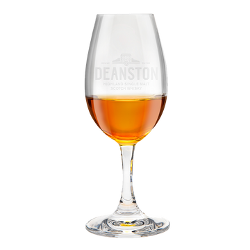 Copita nosing glass featuring the Deanston logo