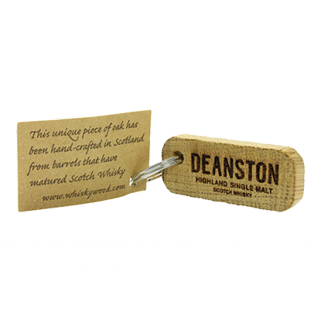 Whisky stave keyring with the Deanston logo
