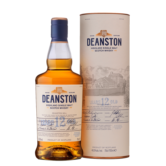 Deanston 12 year whisky in a bottle with a box